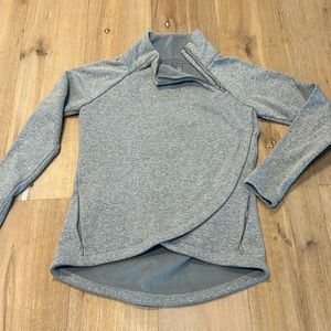Athleta Cozy Karma Asym Pullover light Grey Wrap Sweatshirt